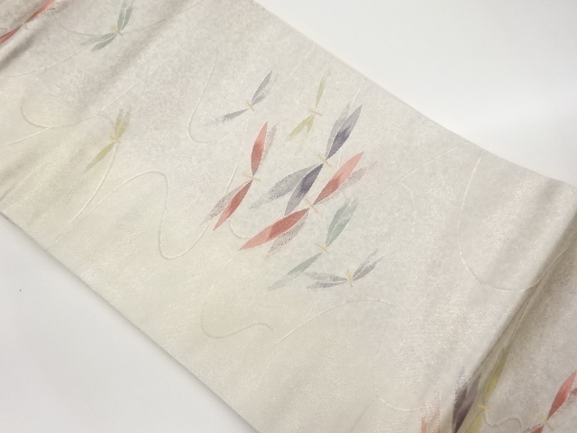 流水に蜻蛉模様織出し名古屋帯